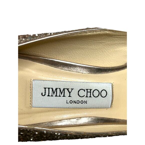 Jimmy Choo Romy Glitter Ballet Pump Heel Wedding Event Gold 8.5 - Picture 8 of 8